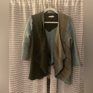 Handmade Women's Sweater Cardigan - Blue and Brown